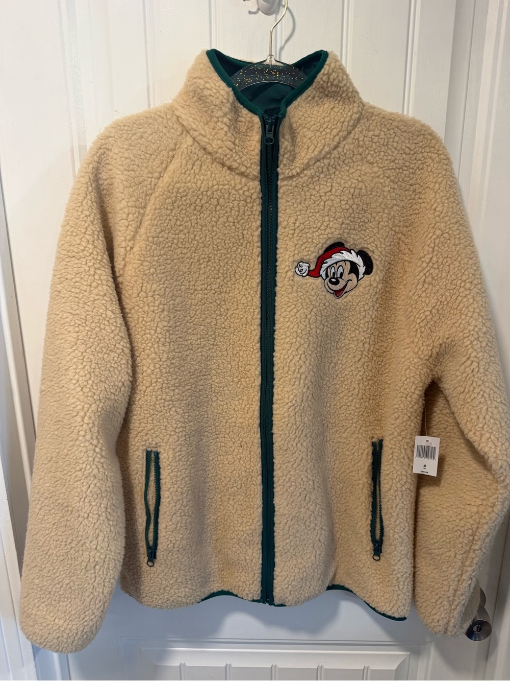 Brand New Women Cozy Disneyland Sherpa Jacket with Holiday Character Embroidery